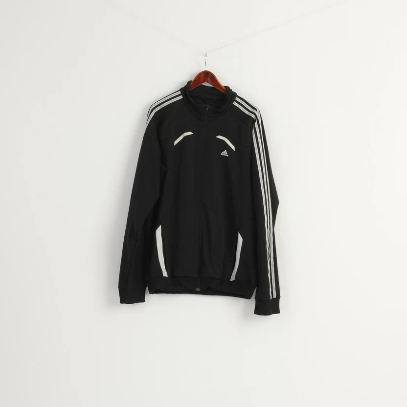 Adidas Vintage Men's Track Jacket - Black 3-Stripe (Size L / XL approx.)