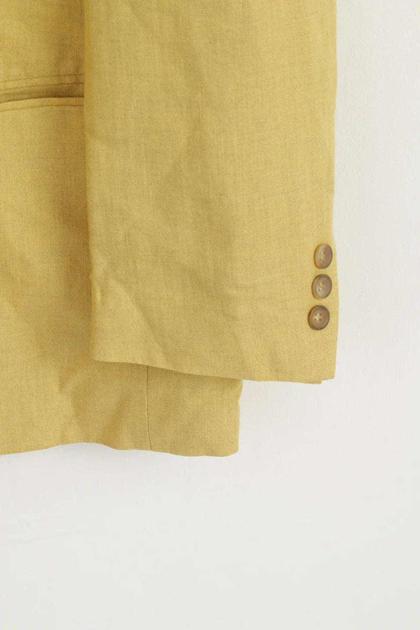 James B. Cook Men's Vintage Blazer - Light Yellow Linen Blend (Size EU 54 / US 44 / XL / 2XL)