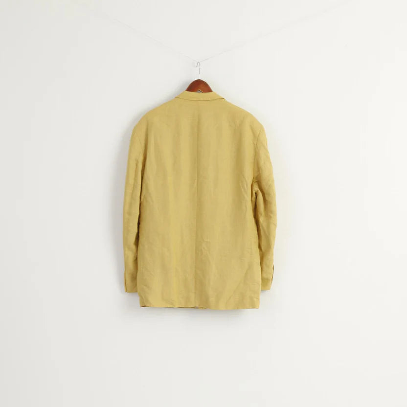 James B. Cook Men's Vintage Blazer - Light Yellow Linen Blend (Size EU 54 / US 44 / XL / 2XL)